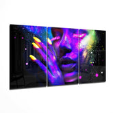 Neon Woman Glass Wall Art.